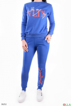 Женский синий спортивный костюм из кофты и штанов