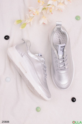 Silver lace-up sneakers