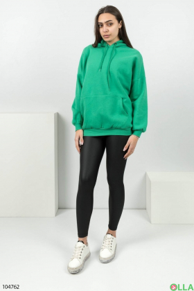 Women's green fleece hoodie