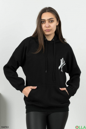 Women's black fleece hoodie