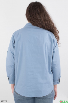 Женская голубая рубашка с узором