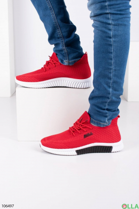 Men's red textile sneakers