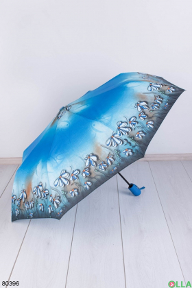 Жіноча блакитна парасолька з малюнком