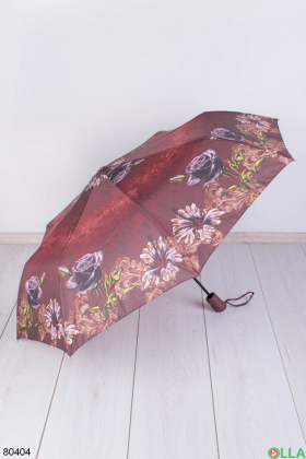 Жіноча бордова парасолька з малюнком