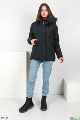 Women's winter navy blue hooded jacket