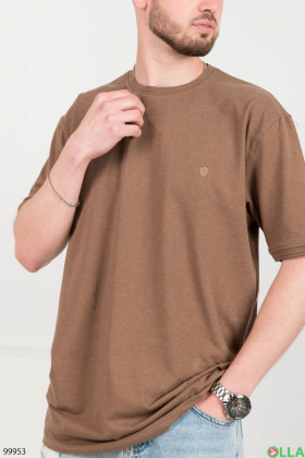 Мужская однотонная коричневая футболка