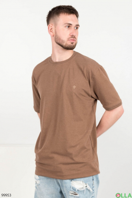 Мужская однотонная коричневая футболка