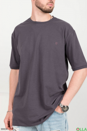 Мужская однотонная темно-серая футболка