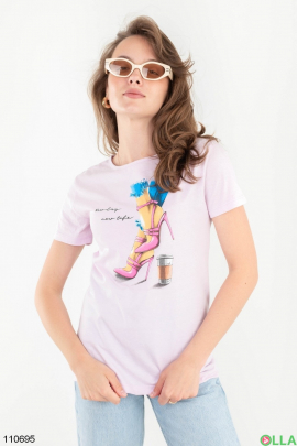 Women's lilac printed T-shirt