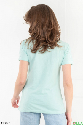 Women's turquoise printed T-shirt