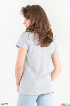 Женская серая футболка с принтом