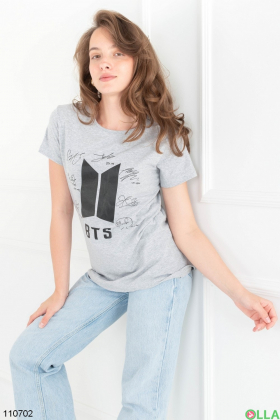 Women's gray printed T-shirt