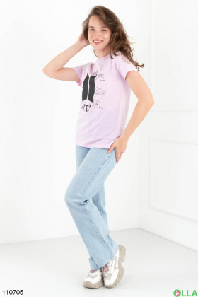 Women's lilac printed T-shirt