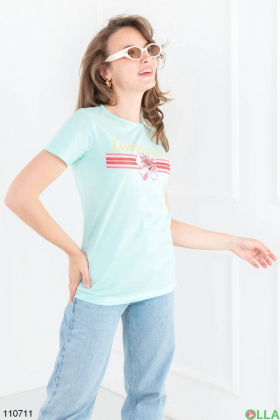 Женская бирюзовая футболка с принтом