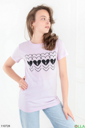 Жіноча лилова футболка з принтом