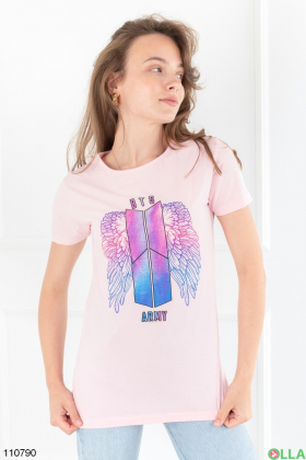 Women's pink printed T-shirt
