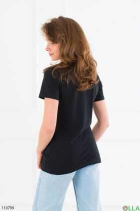 Women's black printed T-shirt