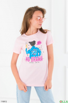 Women's pink printed T-shirt