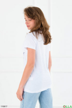 Женская белая футболка с принтом