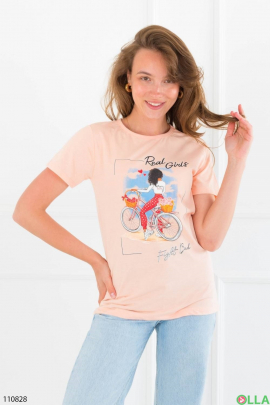 Women's coral print T-shirt