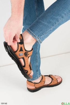 Men's brown velcro sandals