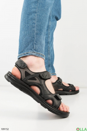 Men's black and gray velcro sandals