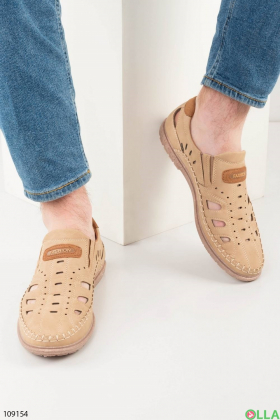 Men's light beige perforated shoes