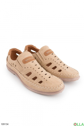 Men's light beige perforated shoes