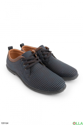 Men's dark blue perforated shoes
