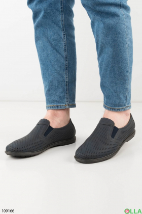 Мужские темно-синие туфли с перфорацией