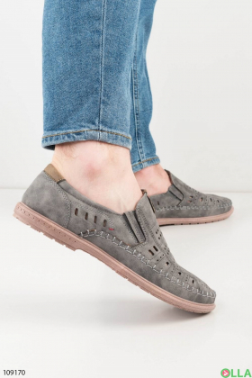 Men's gray shoes with perforations