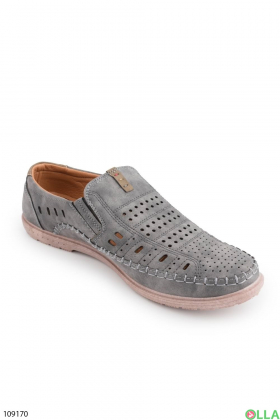 Men's gray shoes with perforations
