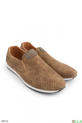 Men's beige shoes with perforations