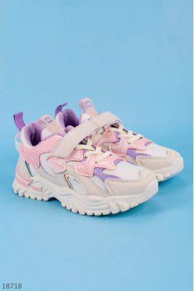Розово-белые кроссовки для девочек