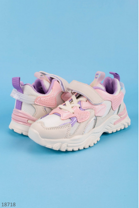 Розово-белые кроссовки для девочек