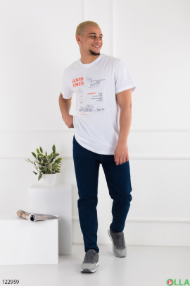 Men's white batal T-shirt with print