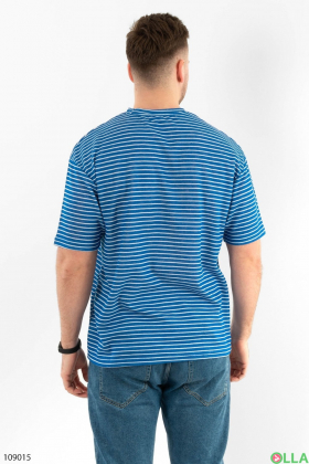 Мужская синяя футболка в полоску