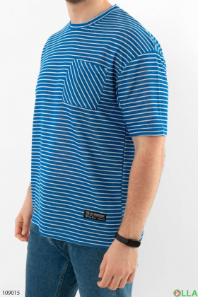 Мужская синяя футболка в полоску