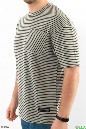 Men's gray striped T-shirt