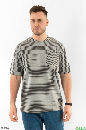 Men's gray striped T-shirt