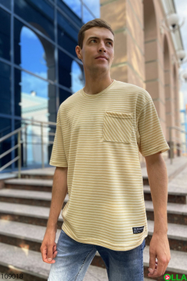 Men's light beige striped T-shirt