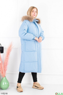Жіноча блакитна зимова куртка з капюшоном