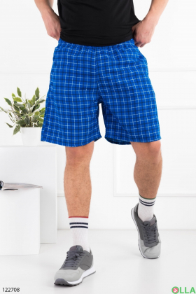 Men's blue plaid beach shorts