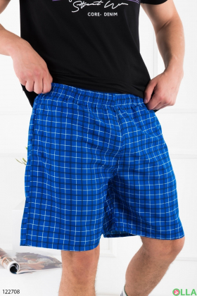 Men's blue plaid beach shorts