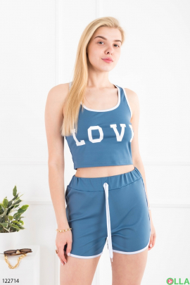 Women's blue top and shorts set
