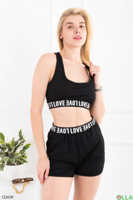 Women's black top and shorts set