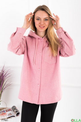 Женская розовая рубашка с капюшоном