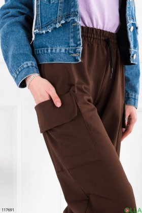 Женские коричневые спортивные брюки карго