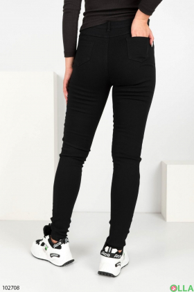 Жіночі чорні джинси-скіні на флісі
