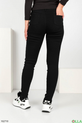Жіночі чорні джинси-скіні на флісі